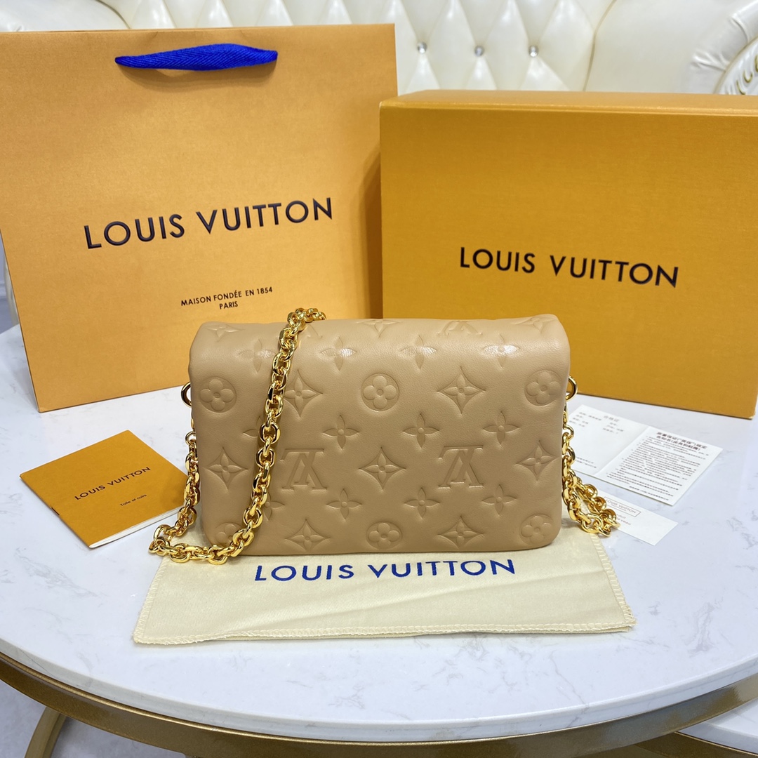 Louis Vuitton POCHETTE COUSSIN Handbag Monogram Embossed M80999 Gold